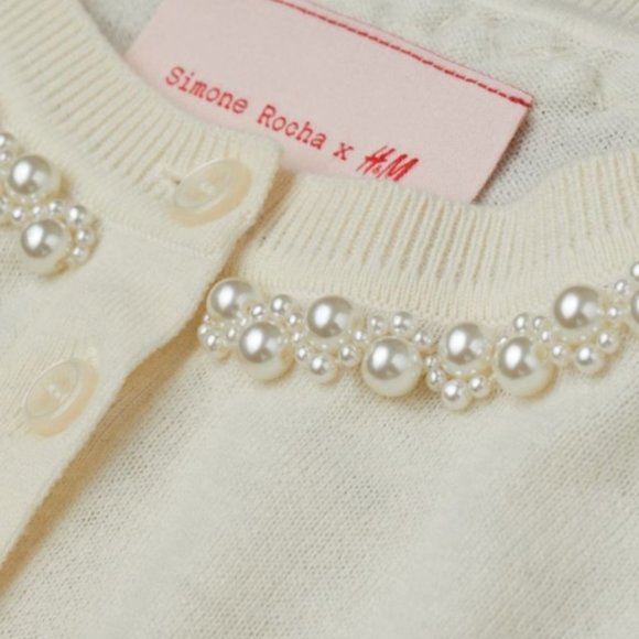 NWT Simone Rocha x H&M Wool/ Silk Blend Cardigan with faux pearl - Picture 2 of 8